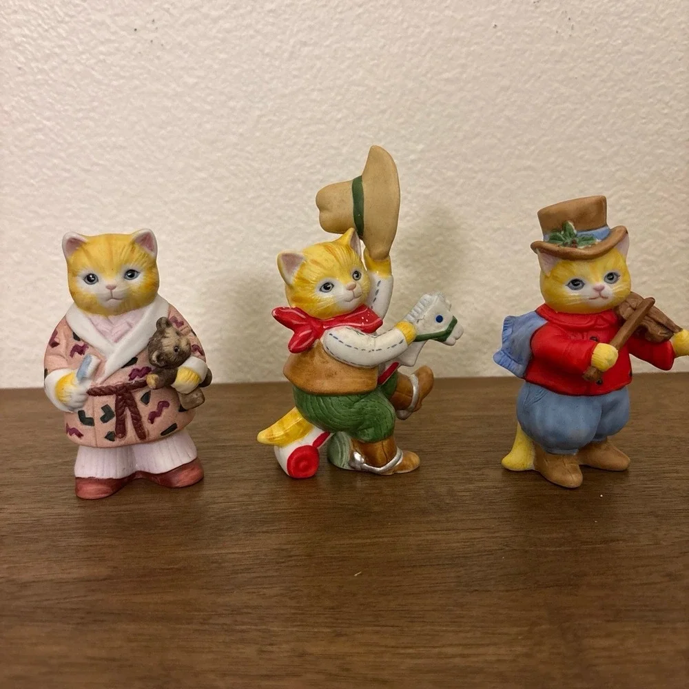Schmid Kitty Cucumber JR Buster -‎ Set Of 3 - Calico Kitty Figurines